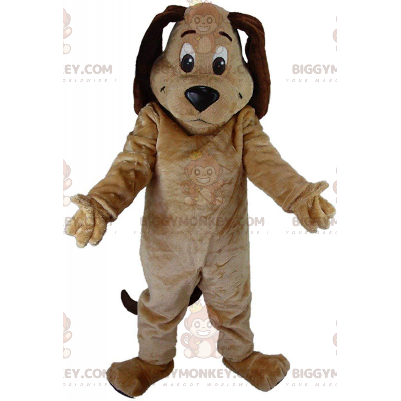 BIGGYMONKEY™ maskot kostume beige og brun hund, plys vovse