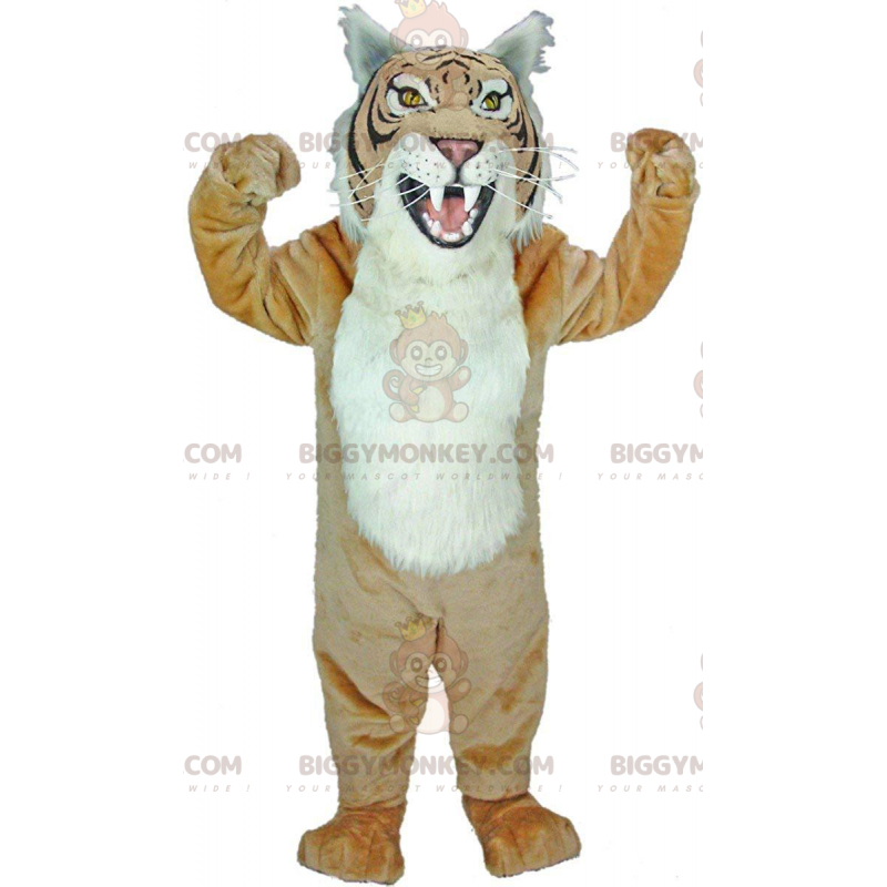 BIGGYMONKEY™ Maskottchenkostüm beige-weißer Tiger