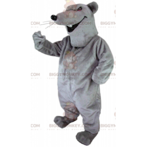 Traje de mascote BIGGYMONKEY™ de rato cinza, fantasia de