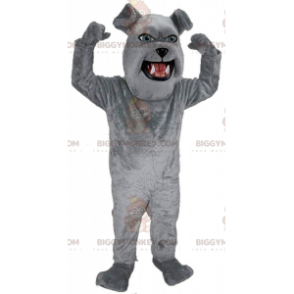 BIGGYMONKEY™ jättiläisbulldogin maskottiasu, pehmoharmaa koiran