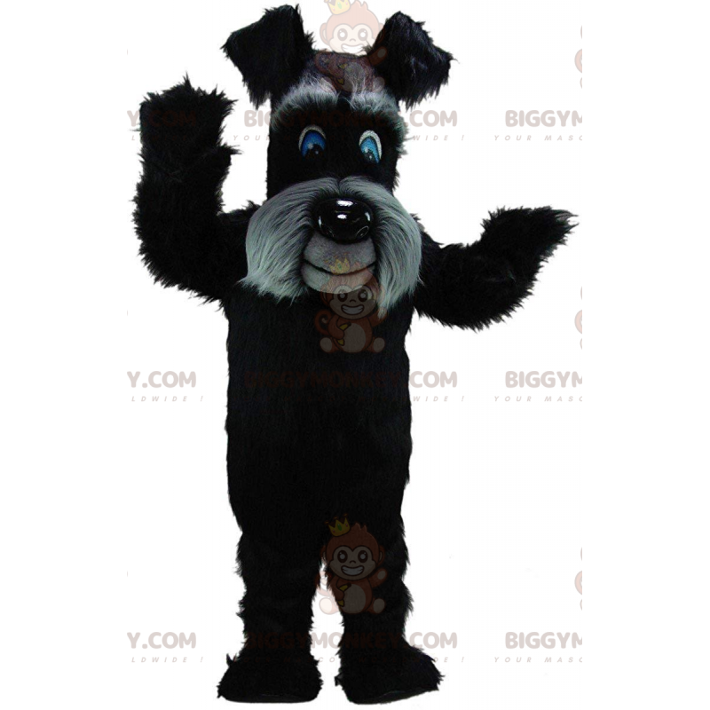 BIGGYMONKEY™ maskotkostume sort og grå terrier, behåret
