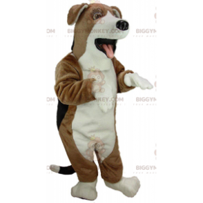 Traje de mascote BIGGYMONKEY™ de beagle marrom, branco e preto