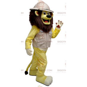 Traje de mascote BIGGYMONKEY™ Leão amarelo em traje de