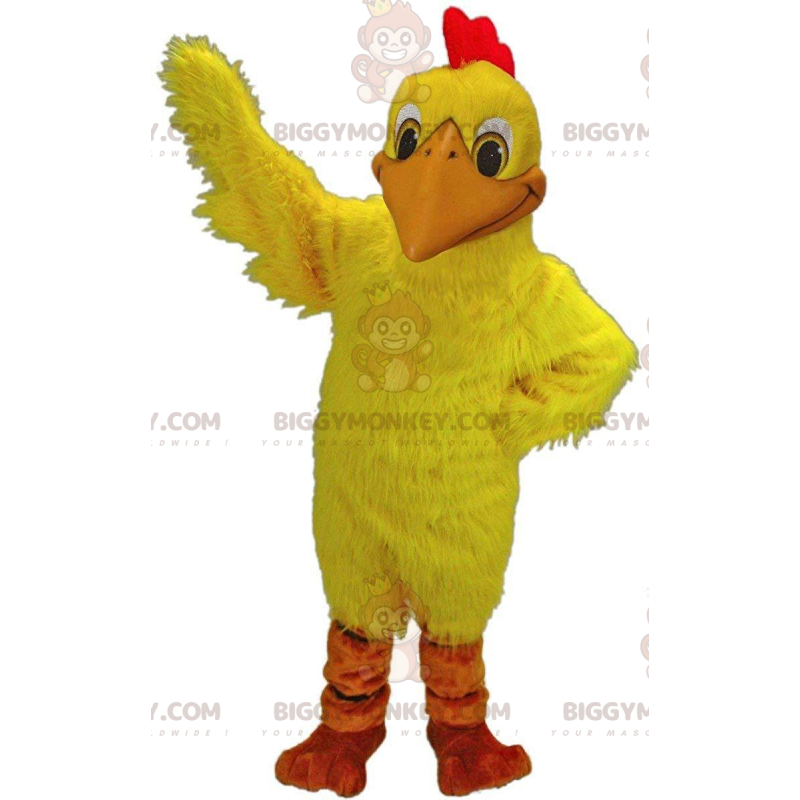 BIGGYMONKEY™ maskotdräkt gul kyckling, hönsdräkt, jättetupp -