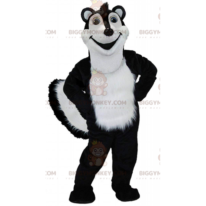 Costume de mascotte BIGGYMONKEY™ de mouffette noir et blanche