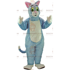 BIGGYMONKEY™ maskottiasu sinivalkoinen kissa, pehmo tomcat-asu