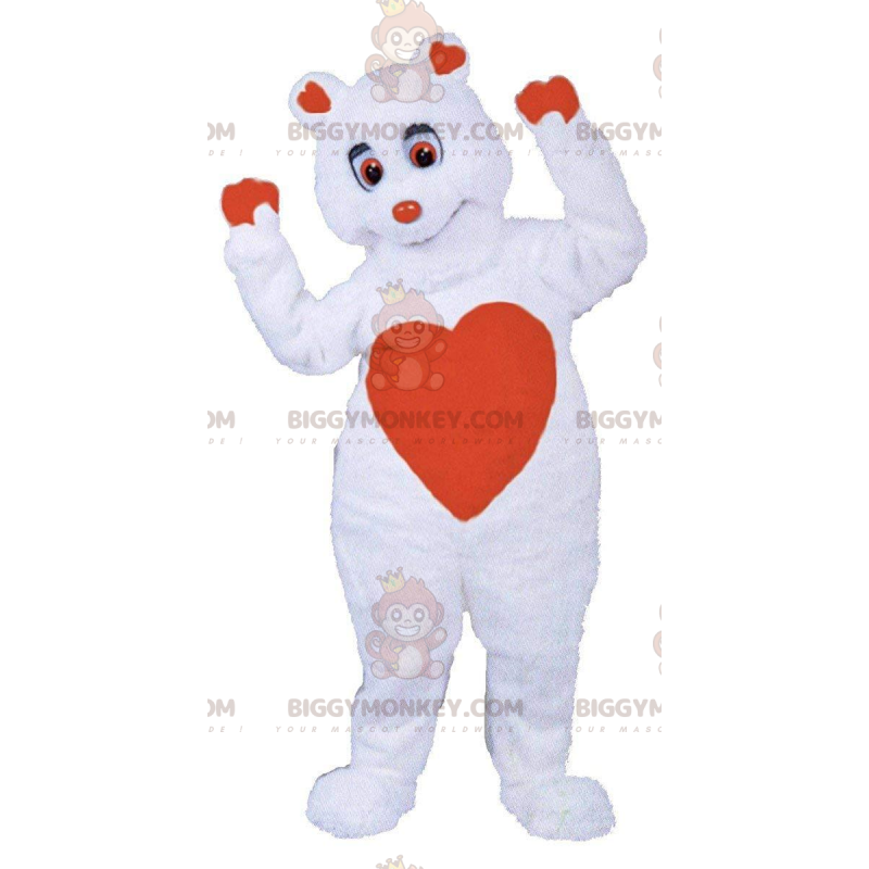 Traje de mascote BIGGYMONKEY™ de fantasia de ursinho romântico