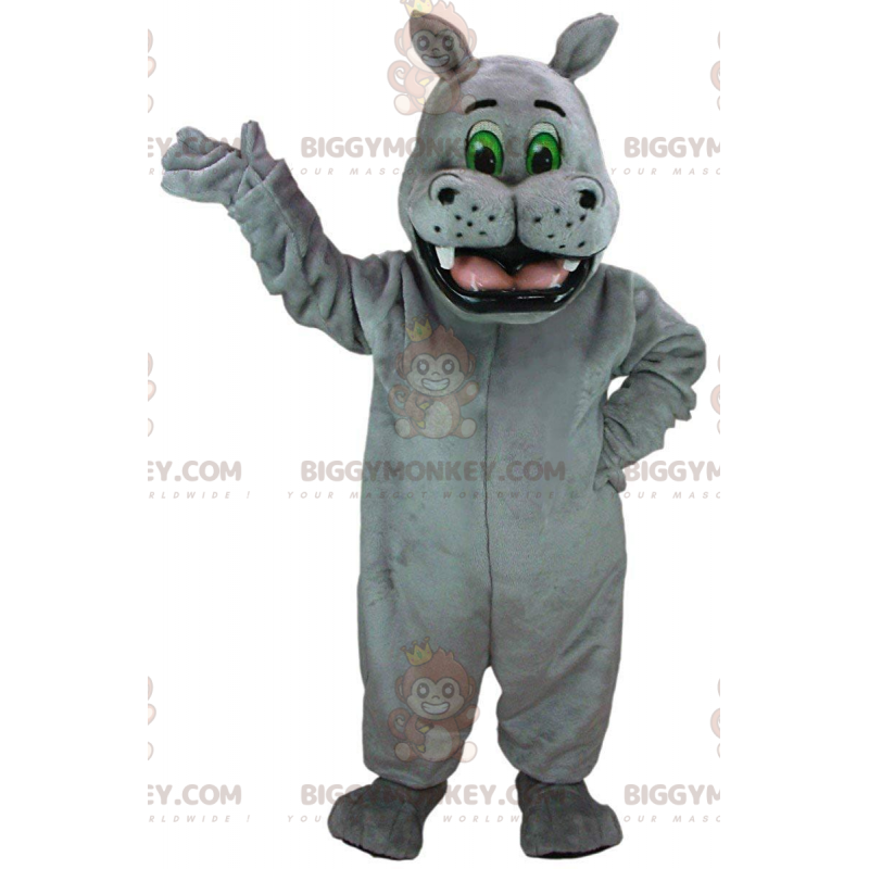 Traje de mascote de hipopótamo cinza gigante BIGGYMONKEY™