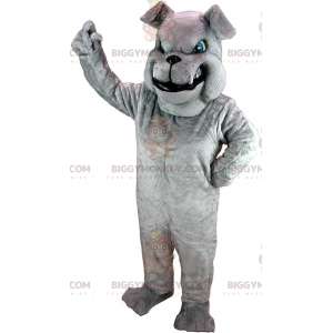 Costume de mascotte BIGGYMONKEY™ de bulldog gris à l'air