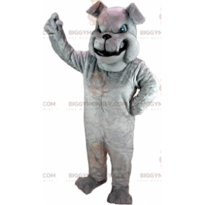 BIGGYMONKEY™ maskotdräkt betyder grå bulldogg, grå hunddräkt -