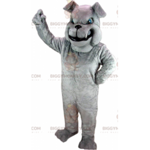 Costume de mascotte BIGGYMONKEY™ de bulldog gris à l'air