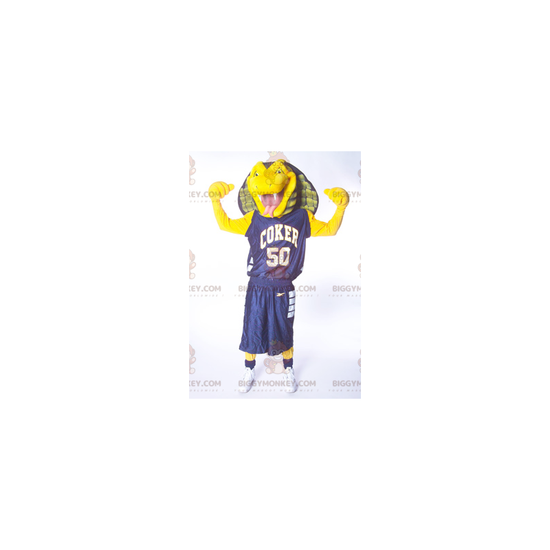 BIGGYMONKEY™ Yellow Green and Blue Cobra Snake Mascot Costume –