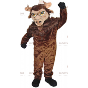 Giant brown bison BIGGYMONKEY™ mascot costume, cattle animal