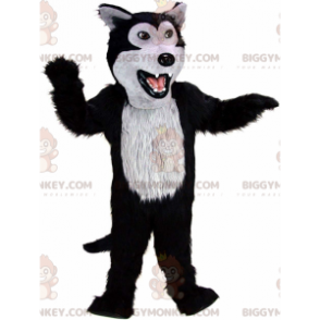 Costume de mascotte BIGGYMONKEY™ de loup noir et gris, costume