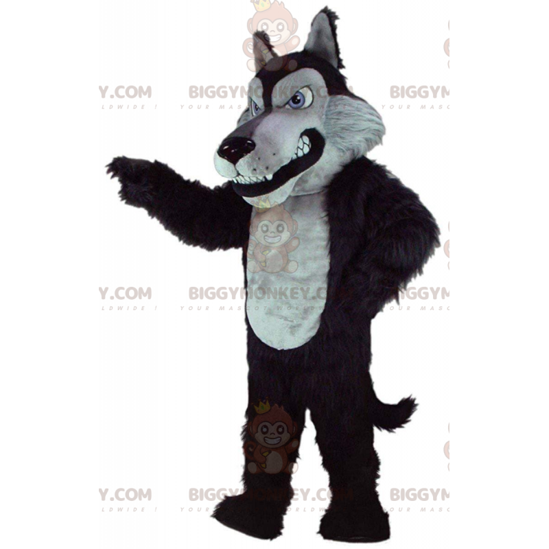 Costume de mascotte BIGGYMONKEY™ de loup gris et noir, costume