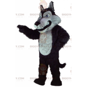 Grauer und schwarzer Wolf BIGGYMONKEY™ Maskottchen-Kostüm, Big