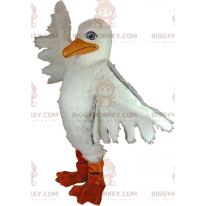 BIGGYMONKEY™ maskotdräkt av jätte vit mås, pelikankostym -