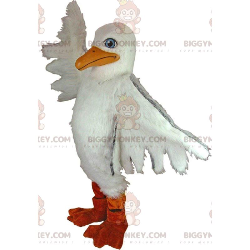 BIGGYMONKEY™ maskotdräkt av jätte vit mås, pelikankostym -