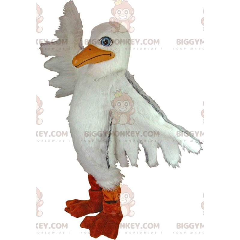 Costume de mascotte BIGGYMONKEY™ de mouette blanche géante