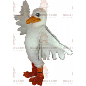 BIGGYMONKEY™ mascot costume of giant white seagull, pelican