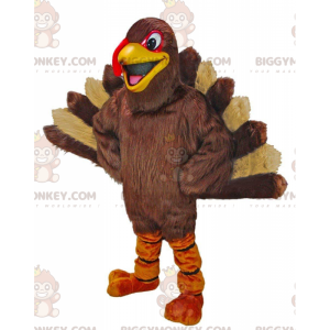 BIGGYMONKEY™ giant turkey mascot costume, brown and tan turkey