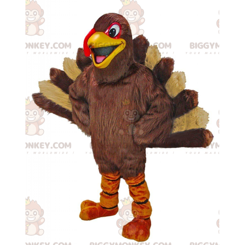 BIGGYMONKEY™ giant turkey mascot costume, brown and tan turkey
