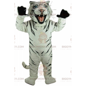 Traje de mascote BIGGYMONKEY™ Tigre Branco e Preto, Traje de