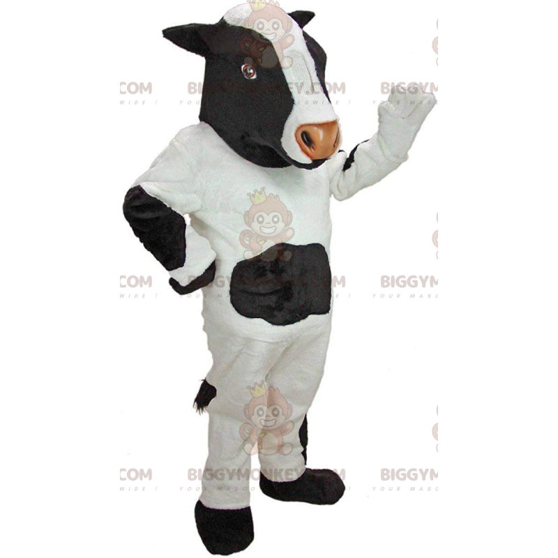 BIGGYMONKEY™ maskotdräkt vit och svart ko, dräkt för husdjur -