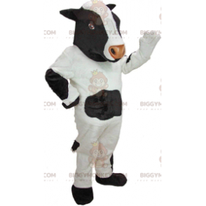 BIGGYMONKEY™ mascot costume white and black cow, farm animal