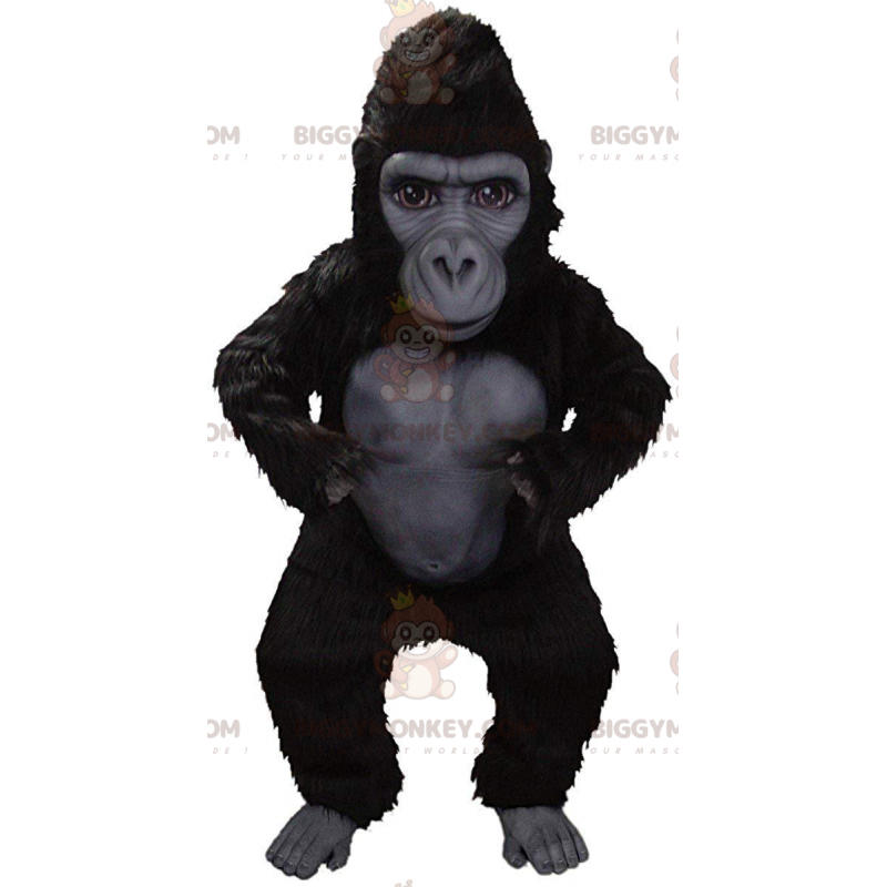 BIGGYMONKEY™ jättesvart gorillamaskotdräkt, mycket realistisk