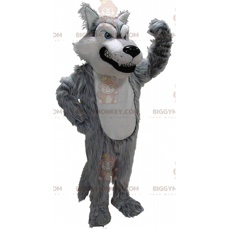 Grå og hvid ulv BIGGYMONKEY™ maskotkostume, Furry Bad