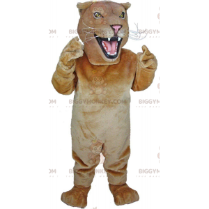 BIGGYMONKEY™ mascottekostuum beige leeuwin, woest katachtig