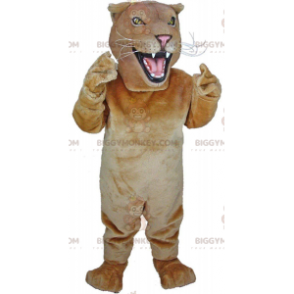 BIGGYMONKEY™ costume mascotte leonessa beige, costume felino