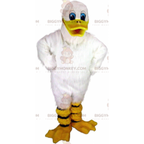 Traje de mascote de pato branco BIGGYMONKEY™, traje de pássaro