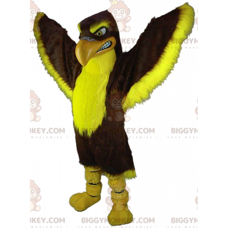 Costume de mascotte BIGGYMONKEY™ de faucon marron et jaune