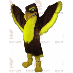 BIGGYMONKEY™ mascot costume brown and yellow hawk, big eagle