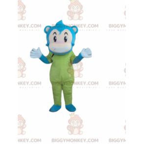 Blauwbeige en groene sneeuwmanaap BIGGYMONKEY™ mascottekostuum