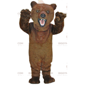 Fantasia de mascote BIGGYMONKEY™ de urso pardo muito realista
