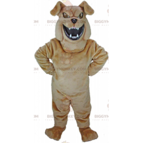 Grymt utseende brun bulldog BIGGYMONKEY™ maskotdräkt, hunddräkt