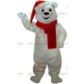Costume de mascotte BIGGYMONKEY™ de nounours blanc avec un