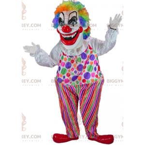 Evil Clown BIGGYMONKEY™ maskotdräkt, skrämmande halloweenkostym