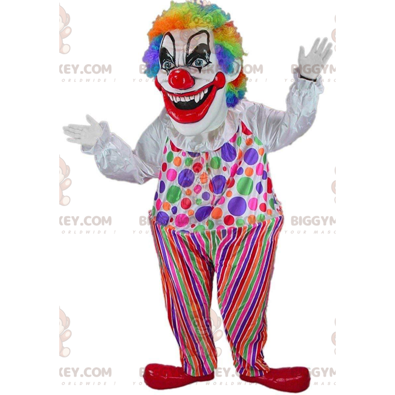 Böser Clown BIGGYMONKEY™ Maskottchen-Kostüm, gruseliges