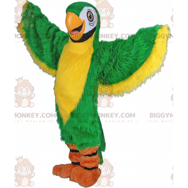 BIGGYMONKEY™ Maskottchenkostüm grüner und gelber Papagei