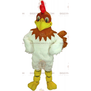 Brun och vit kyckling BIGGYMONKEY™ maskotdräkt, gigantisk