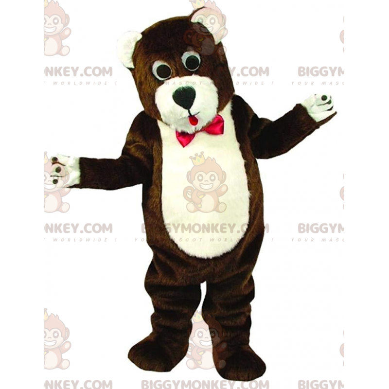 BIGGYMONKEY™ Big Plush Teddy Bear Mascot Costume with Bow Tie –