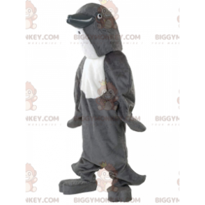 BIGGYMONKEY™ mascot costume of gray and white dolphin, cute