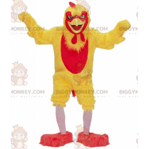 Traje de mascote BIGGYMONKEY™ galinha amarela e vermelha