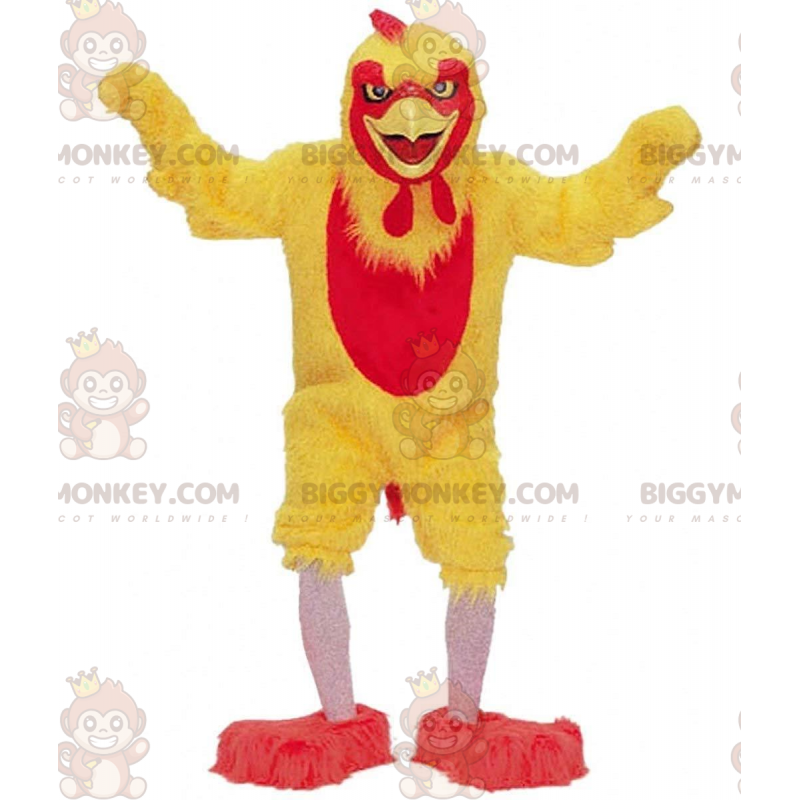 Costume da mascotte BIGGYMONKEY™ pollo giallo e rosso, costume