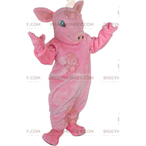 Traje de mascote gigante de porco rosa BIGGYMONKEY™, totalmente