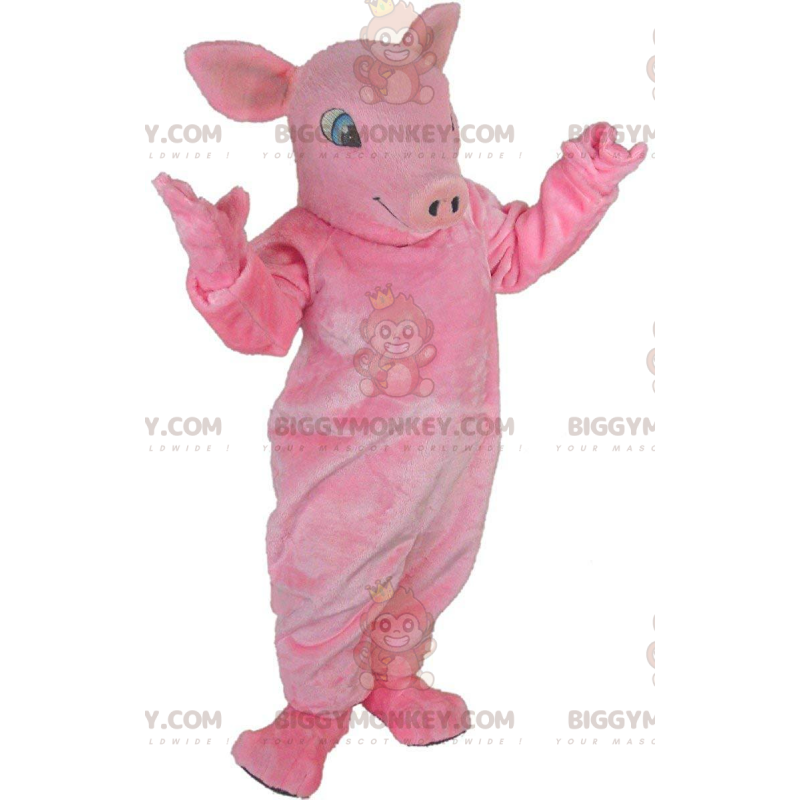 Disfraz de mascota gigante Pink Pig BIGGYMONKEY™, totalmente